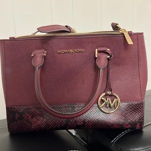 Maroon snake skin Michael Kors purse